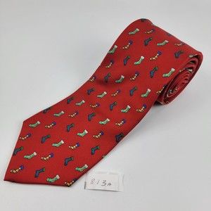 Brooks Brothers Makers Sock Graphic on Red 100% Italian Silk Tie Made in USA EUC